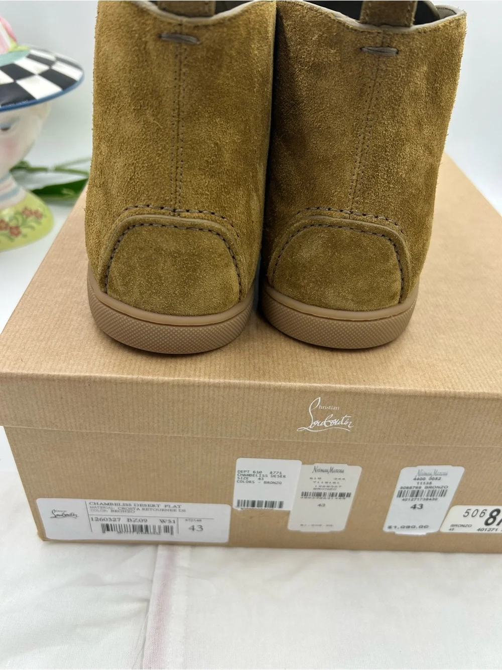 Men's Christian Louboutin CHAMBELISS desert suede boots size 43 made in Italy